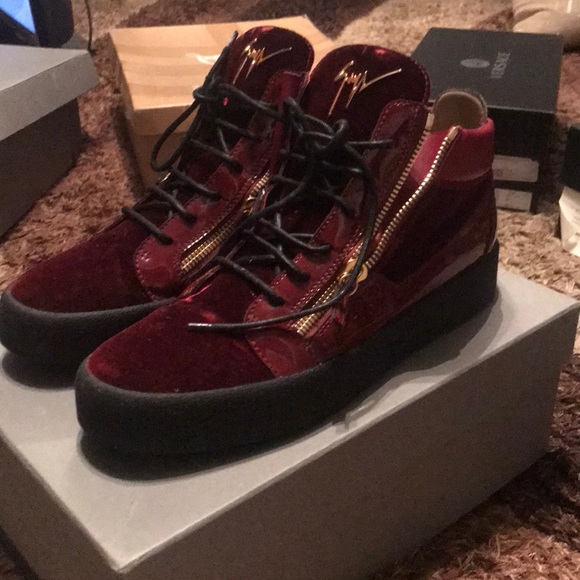Men’s Midtop Giuseppe Zanotti- Burgundy Velvet - Picture 4 of 6